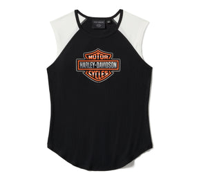 Harley-Davidson Women's Chrome Evo Raglan Tank - Colorblock - Harley Black & Cloud Dancer