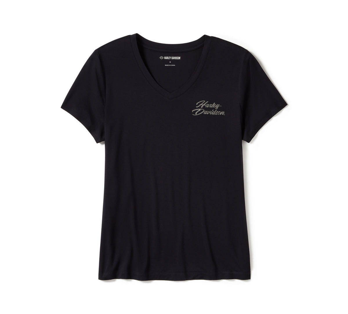 Harley-Davidson Women's Rose & Thorn Bling V Neck Tee - Harley Black