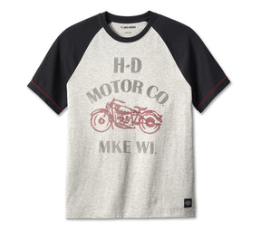 Harley-Davidson Mens Vintage Spirit Raglan Tee - Colorblock - Grey Heather CL