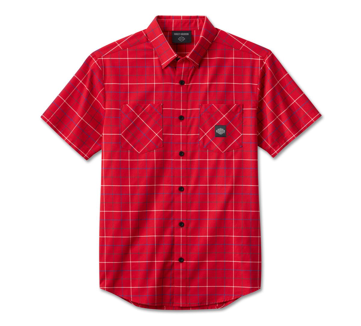 Harley-Davidson Men's Bar & Shield Short Sleeve Shirt - Red Plaid