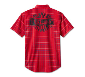 Harley-Davidson Men's Bar & Shield Short Sleeve Shirt - Red Plaid