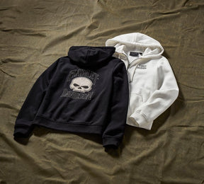 Harley-Davidson Women's Willie G Skull Full Zip Fleece Hoodie - Cloud Dancer