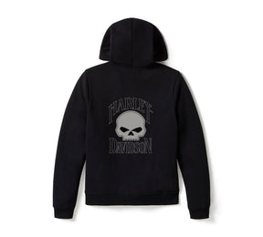 Harley-Davidson Women's Willie G Skull Full Zip Fleece Hoodie - Harley Black