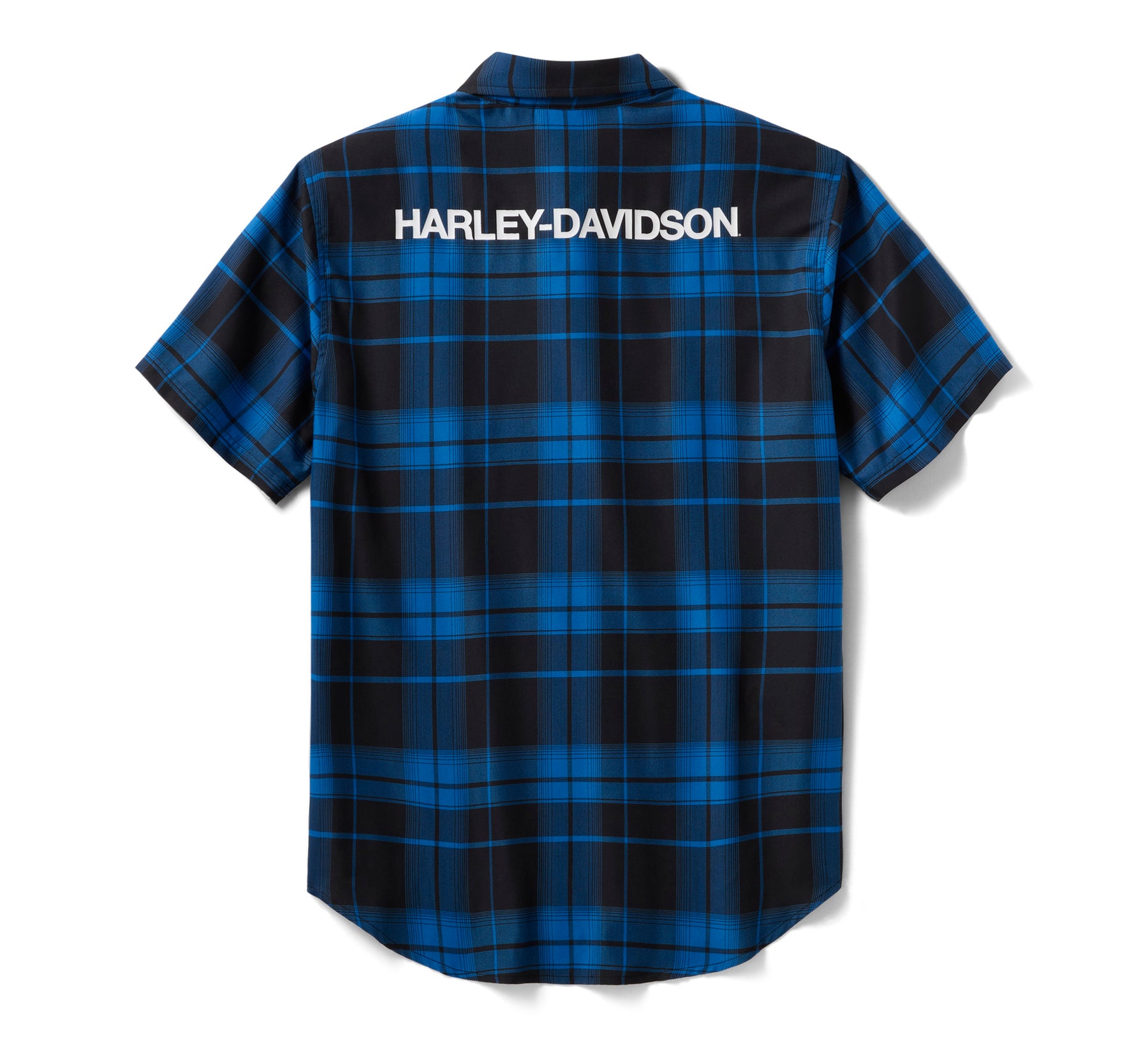 Harley-Davidson Men's H-D® TECH Coolmax® Plaid Shirt - Plaid - Nebulas Blue & Harley Black