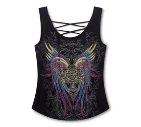 Harley-Davidson Women's Bling H-D® Moto Wings Laced Back Tank - Harley Black
