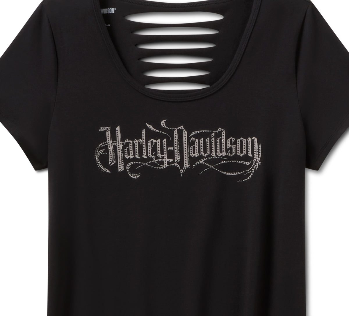 Harley-Davidson Women's Bling Sabotage Short Sleeve Rip & Repair Tunic - HARLEY BLACK