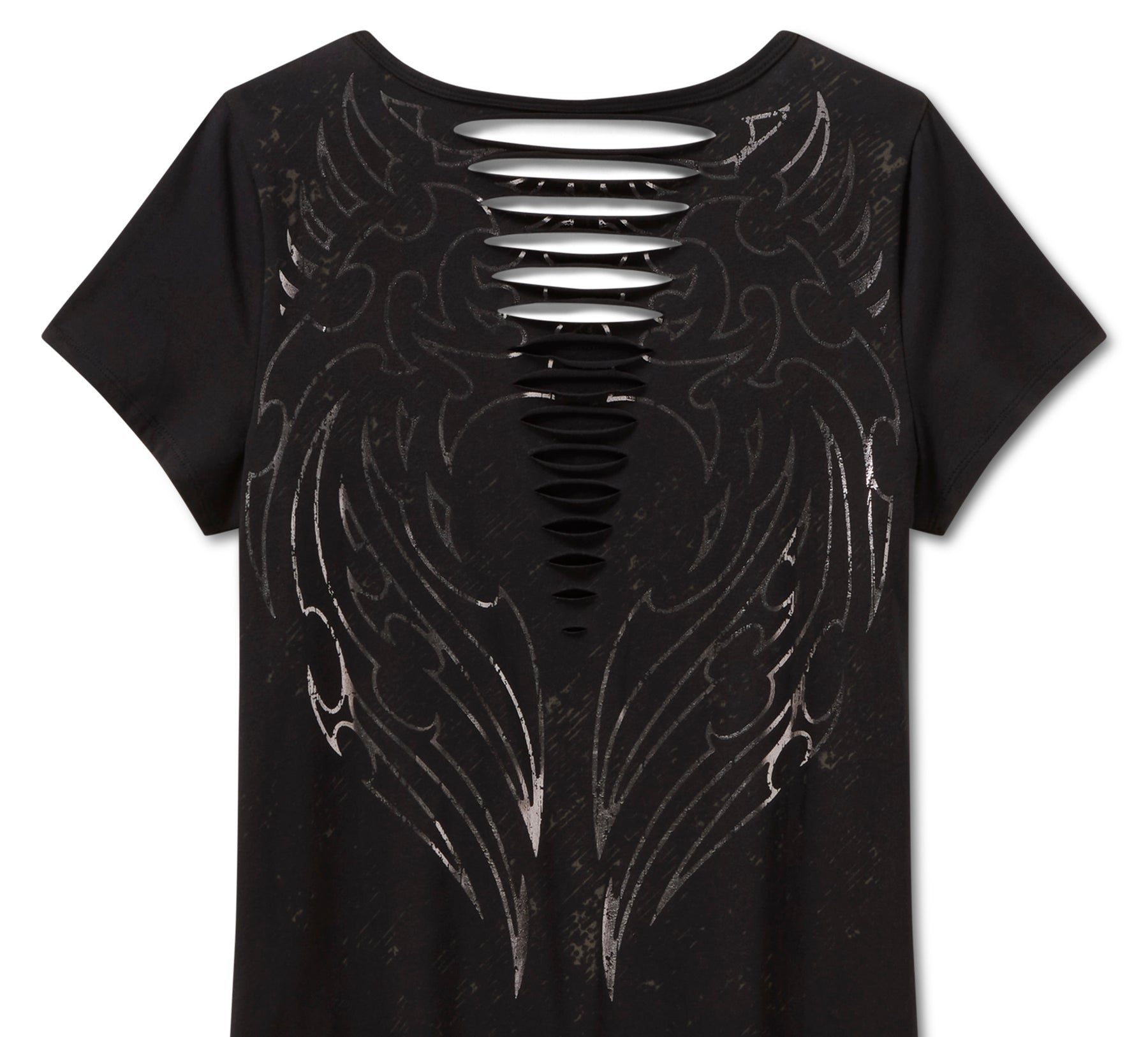 Harley-Davidson Women's Bling Sabotage Short Sleeve Rip & Repair Tunic - HARLEY BLACK