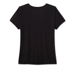 Harley-Davidson Women's Bling Dark Angel Short Sleeve Laced Front Tee - Harley Black