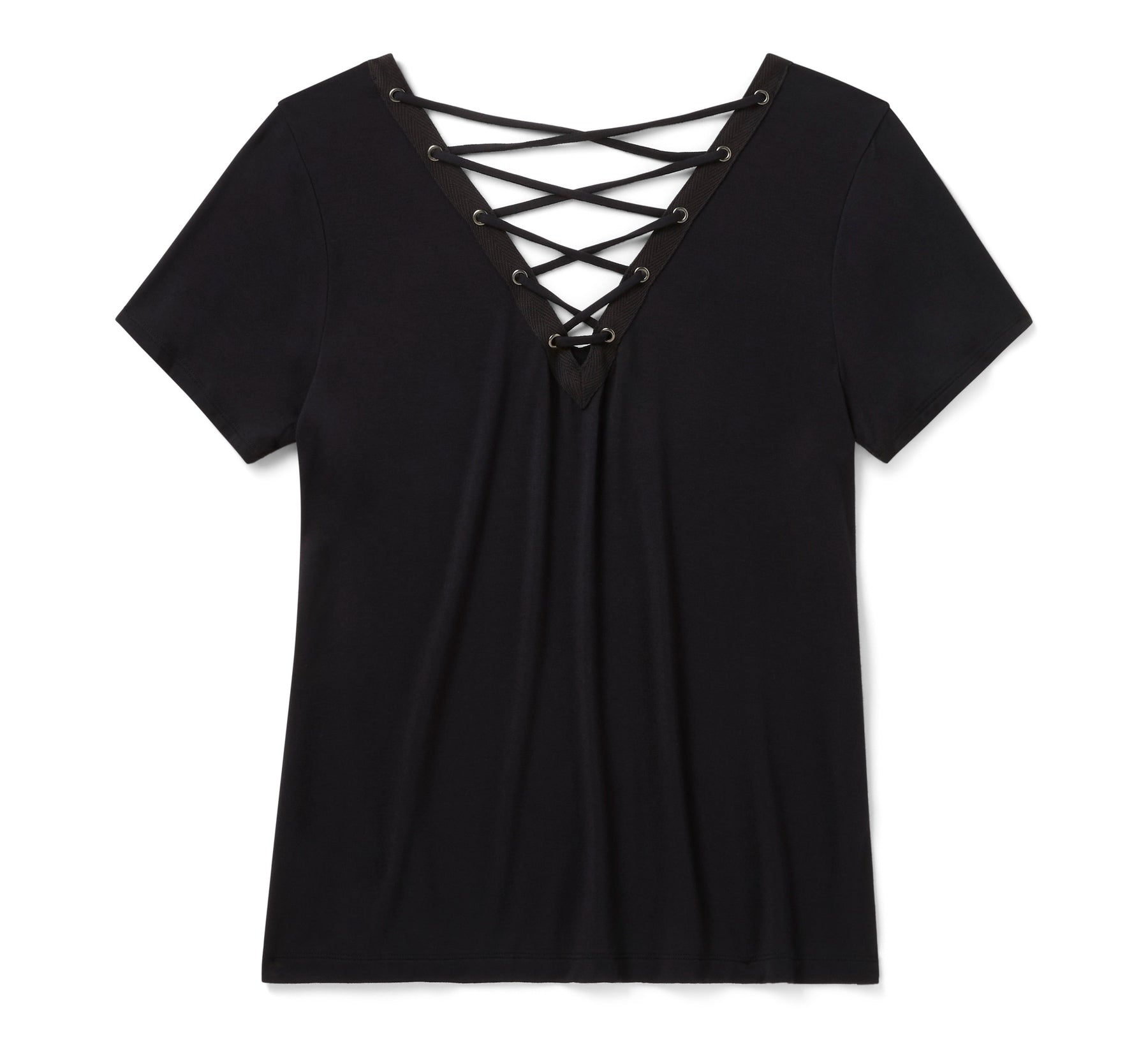 Harley-Davidson Women's Bling H-D® Afterlife Short Sleeve Laced Back Tee - Harley Black