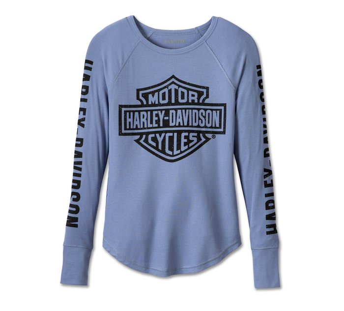 Harley-Davidson Women's Authentic Bar & Shield Rib-Knit Top - Colony Blue