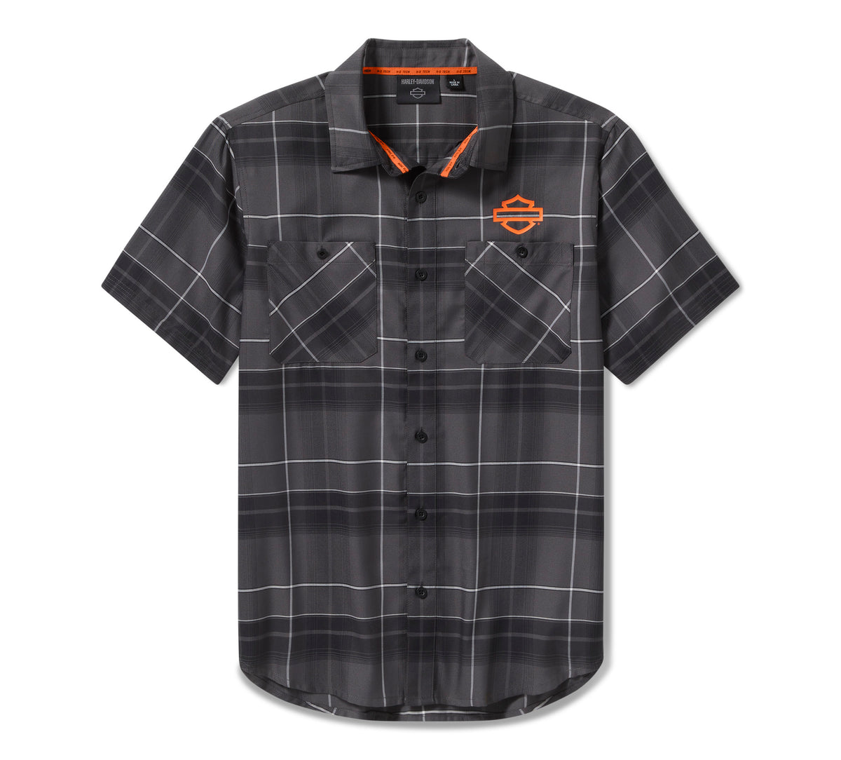 Harley-Davidson Men's H-D® TECH Coolmax® Plaid Shirt - Plaid - Asphalt & Harley Black