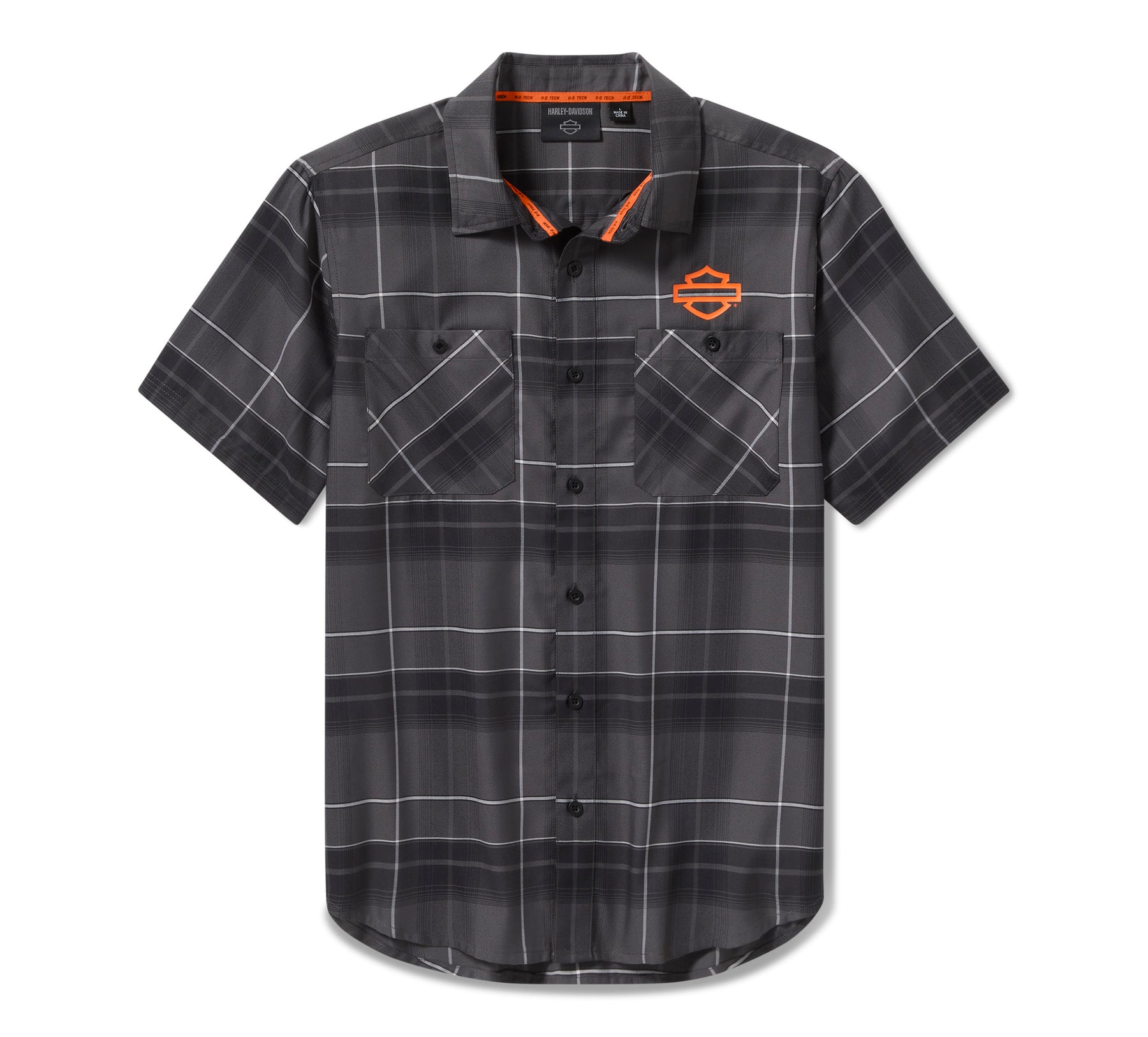 Harley-Davidson Men's H-D® TECH Coolmax® Plaid Shirt - Plaid - Asphalt & Harley Black