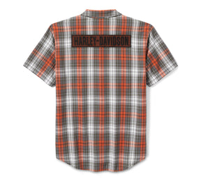 Harley-Davidson Men's Block Font Yarn Dyed Plaid Shirt - Plaid - Cloud Dancer & Cinder
