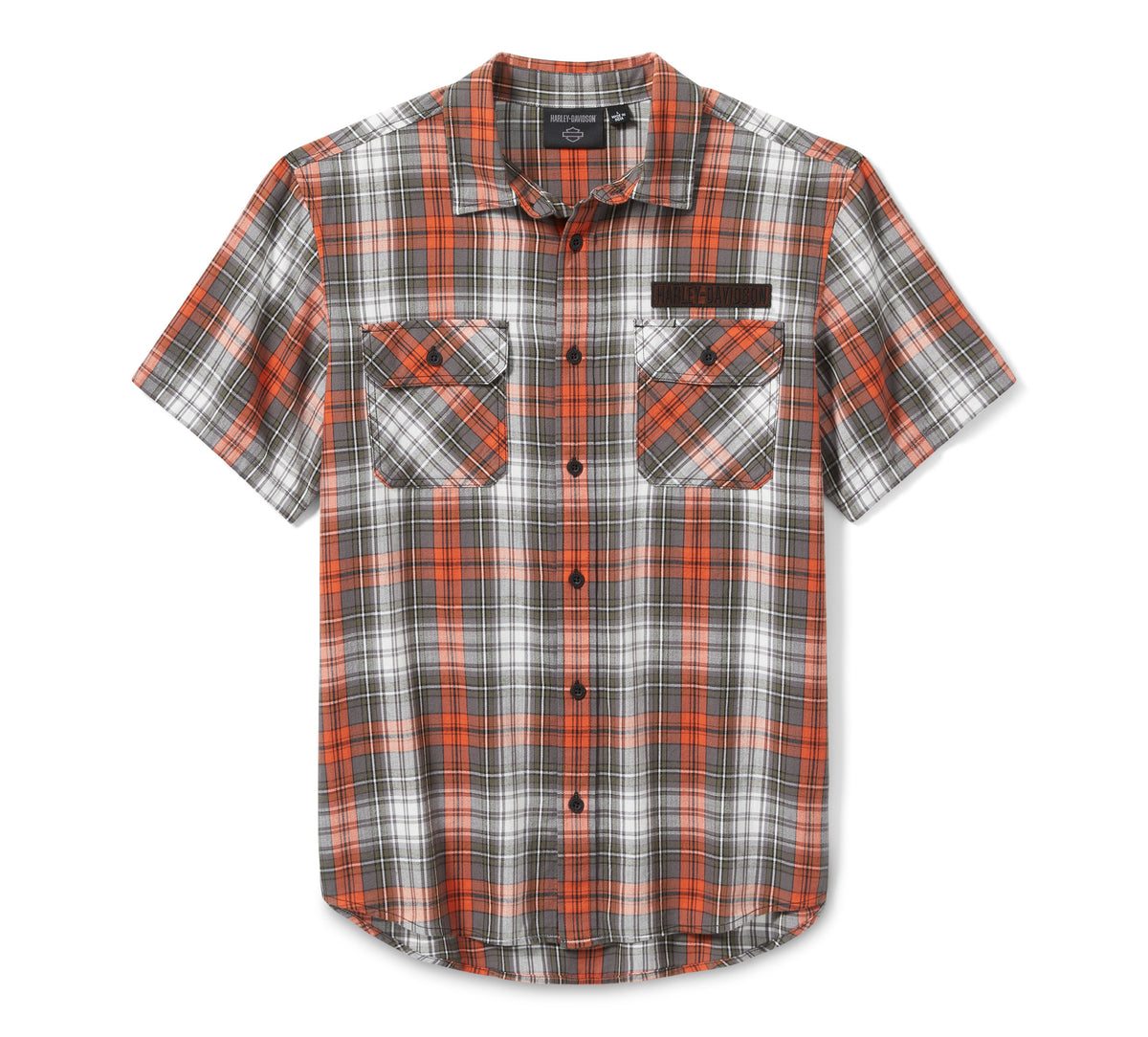 Harley-Davidson Men's Block Font Yarn Dyed Plaid Shirt - Plaid - Cloud Dancer & Cinder