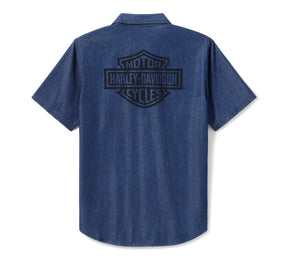 Harley-Davidson Men's Bar & Shield Chambray Shirt - MEDIUM INDIGO