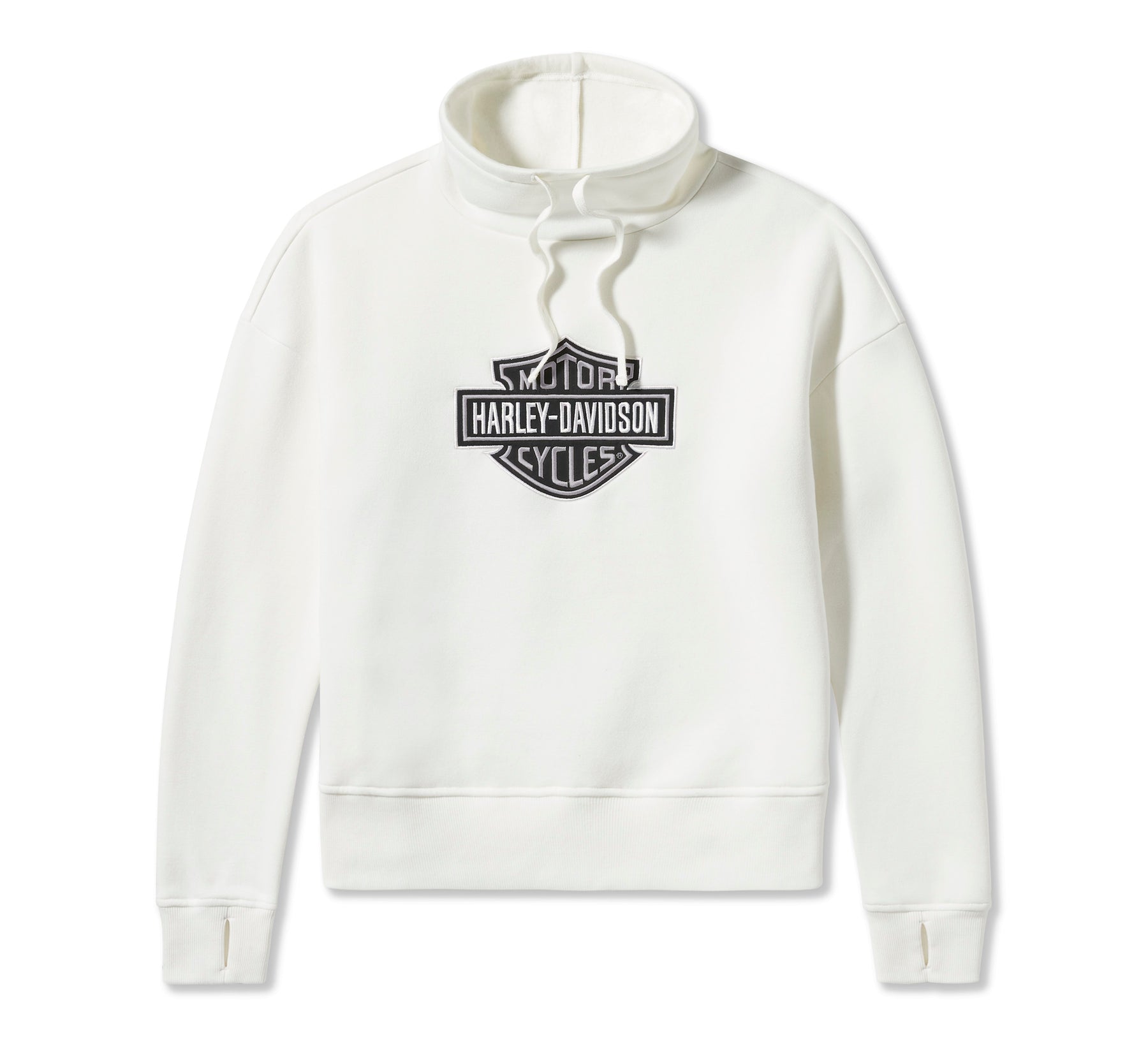 Harley-Davidson Women's Essential Bar & Shield Funnel Neck Pullover - Cloud Dancer