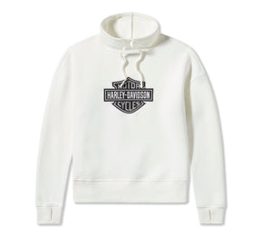 Harley-Davidson Women's Essential Bar & Shield Funnel Neck Pullover - Cloud Dancer