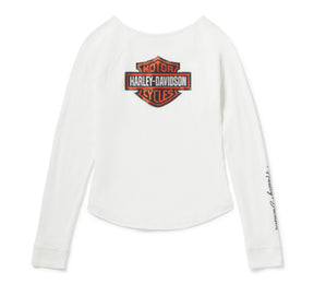 Harley-Davidson Women's Essential Bling Keyhole Henley - Cloud Dancer