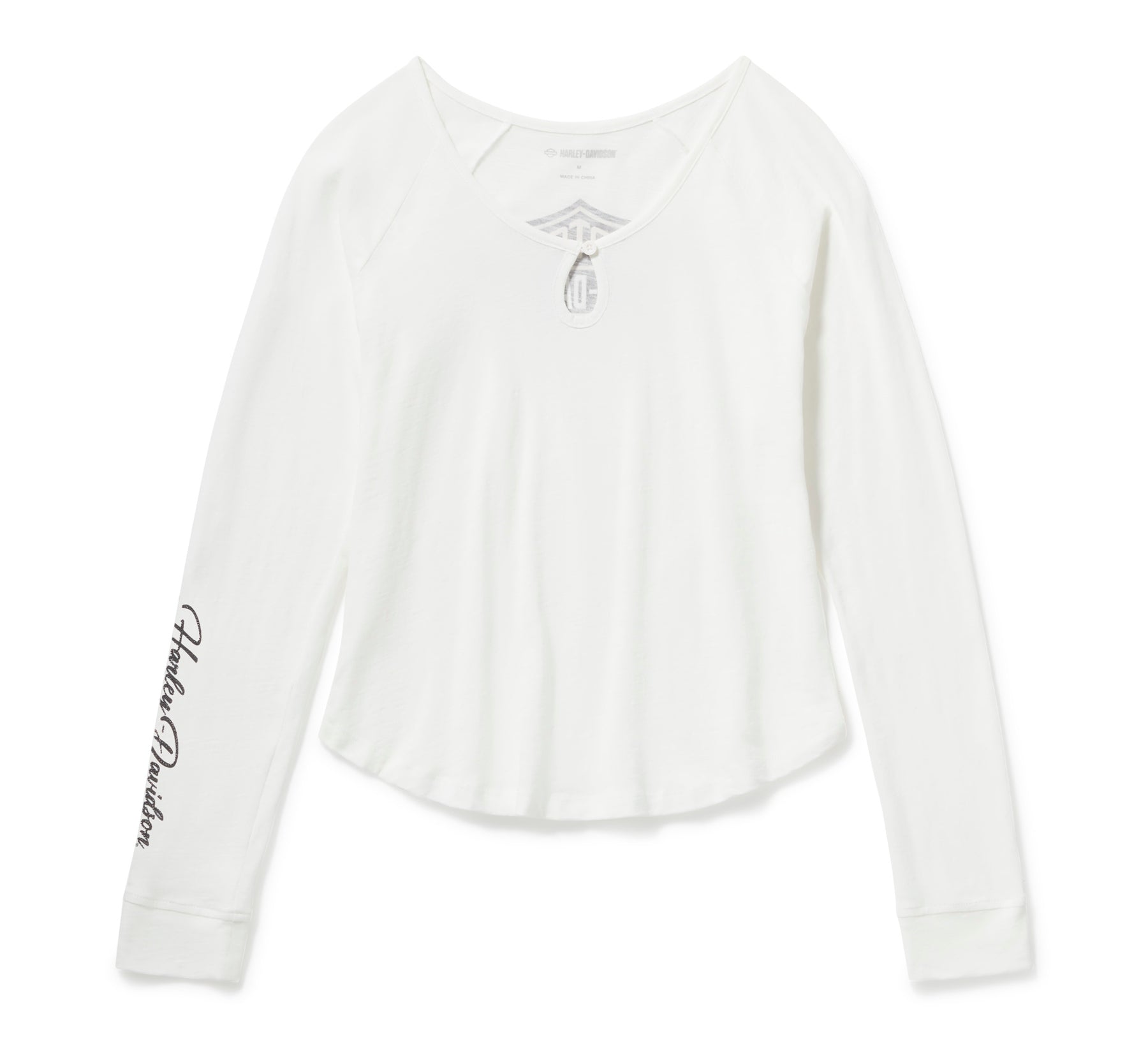 Harley-Davidson Women's Essential Bling Keyhole Henley - Cloud Dancer