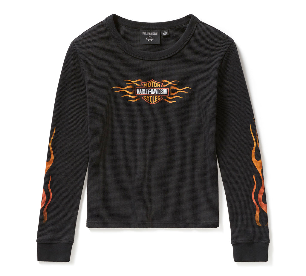 Harley-Davidson Women's Vintage Flames Knit Top - Harley Black