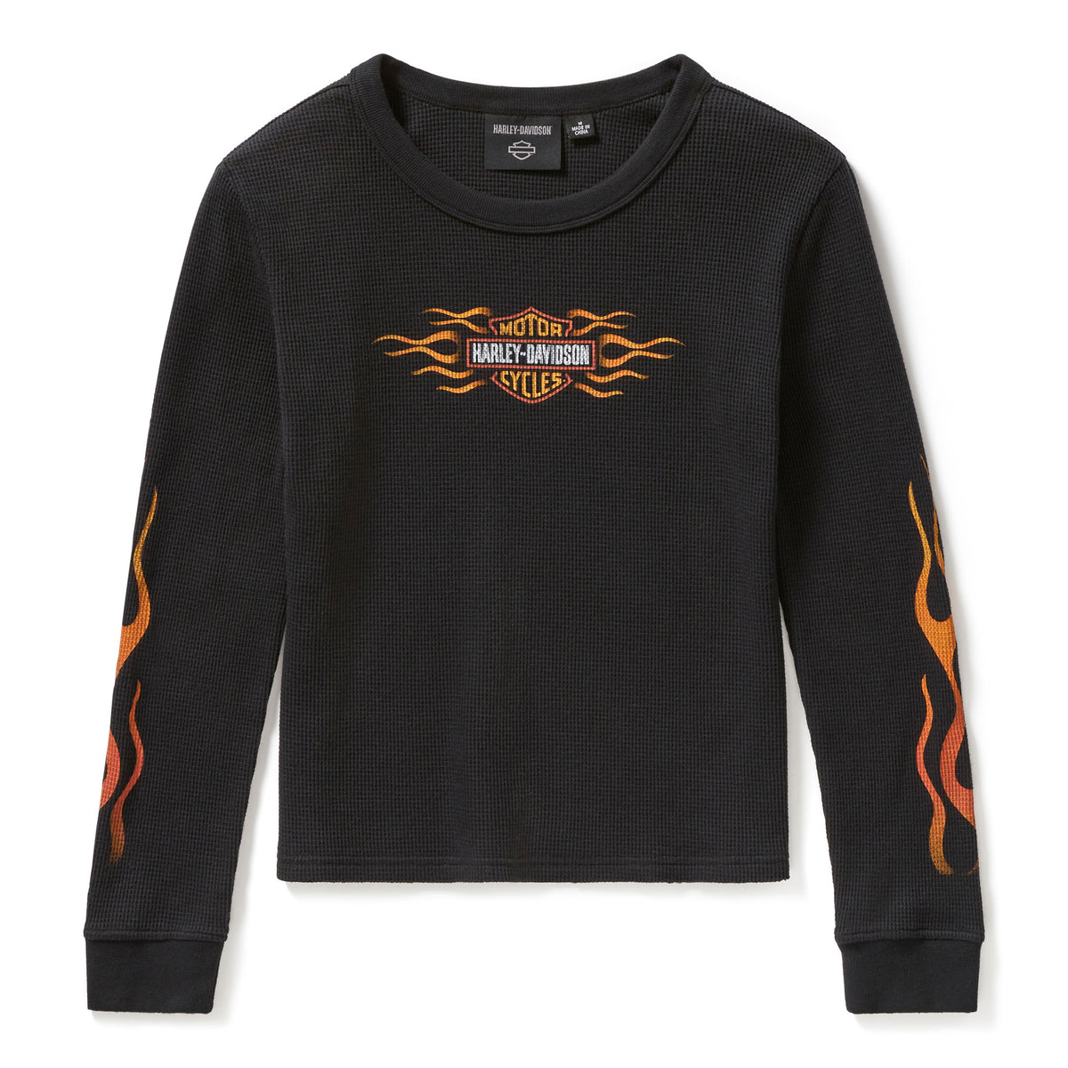 Harley-Davidson Women's Vintage Flames Knit Top - Harley Black