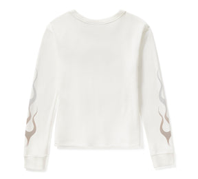 Harley-Davidson Women's Vintage Flames Knit Top - Cloud Dancer