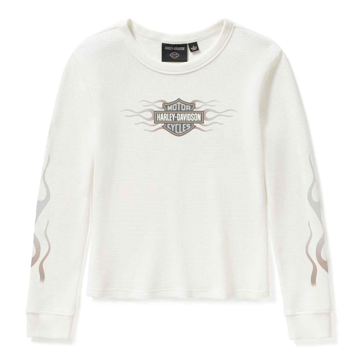 Harley-Davidson Women's Vintage Flames Knit Top - Cloud Dancer