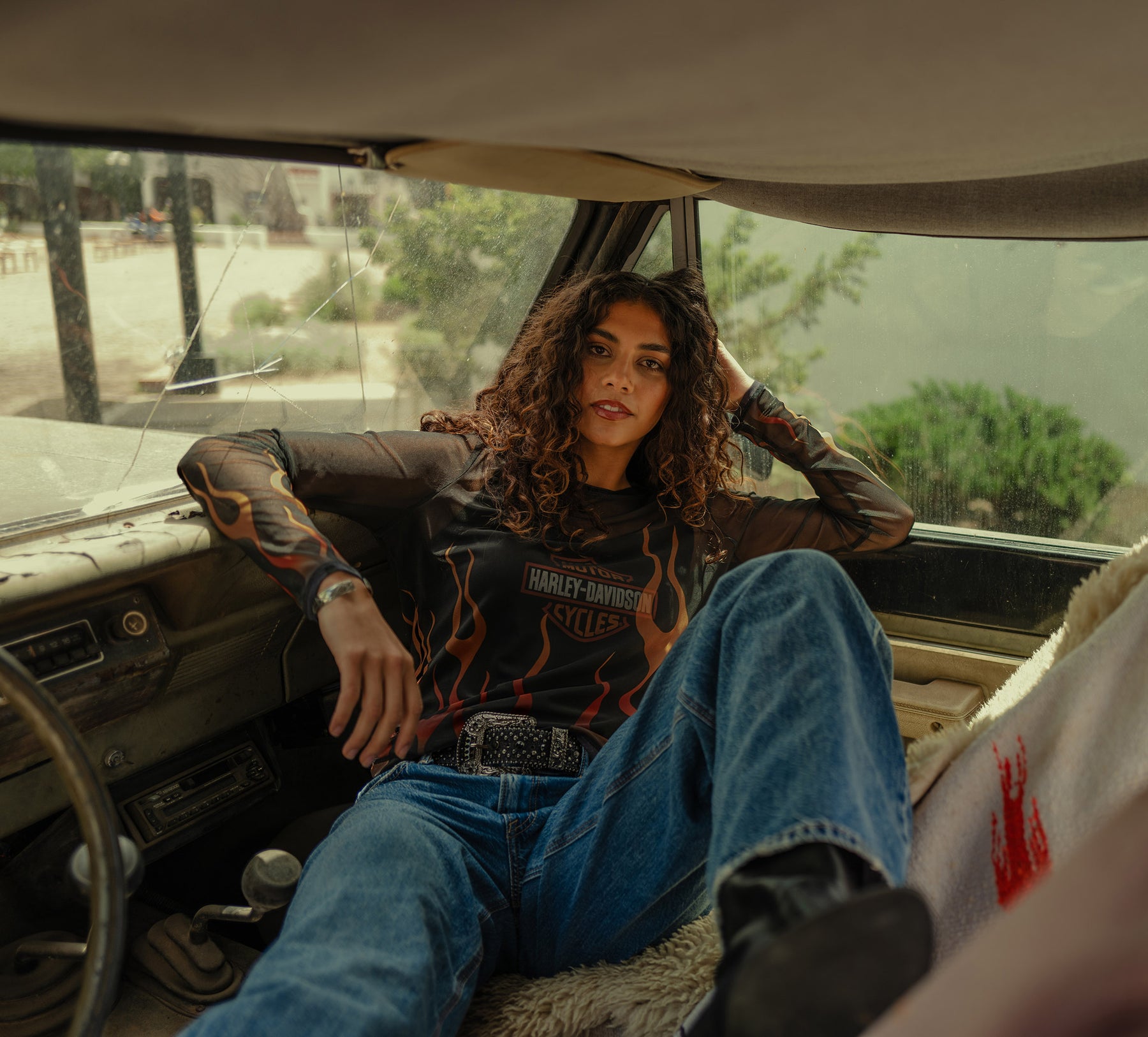 Harley-Davidson Women's Flames For Days Mesh Top - Harley Black