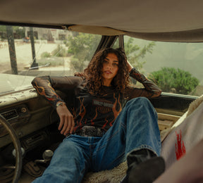 Harley-Davidson Women's Flames For Days Mesh Top - Harley Black