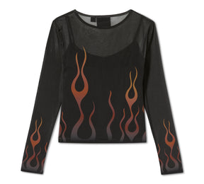 Harley-Davidson Women's Flames For Days Mesh Top - Harley Black