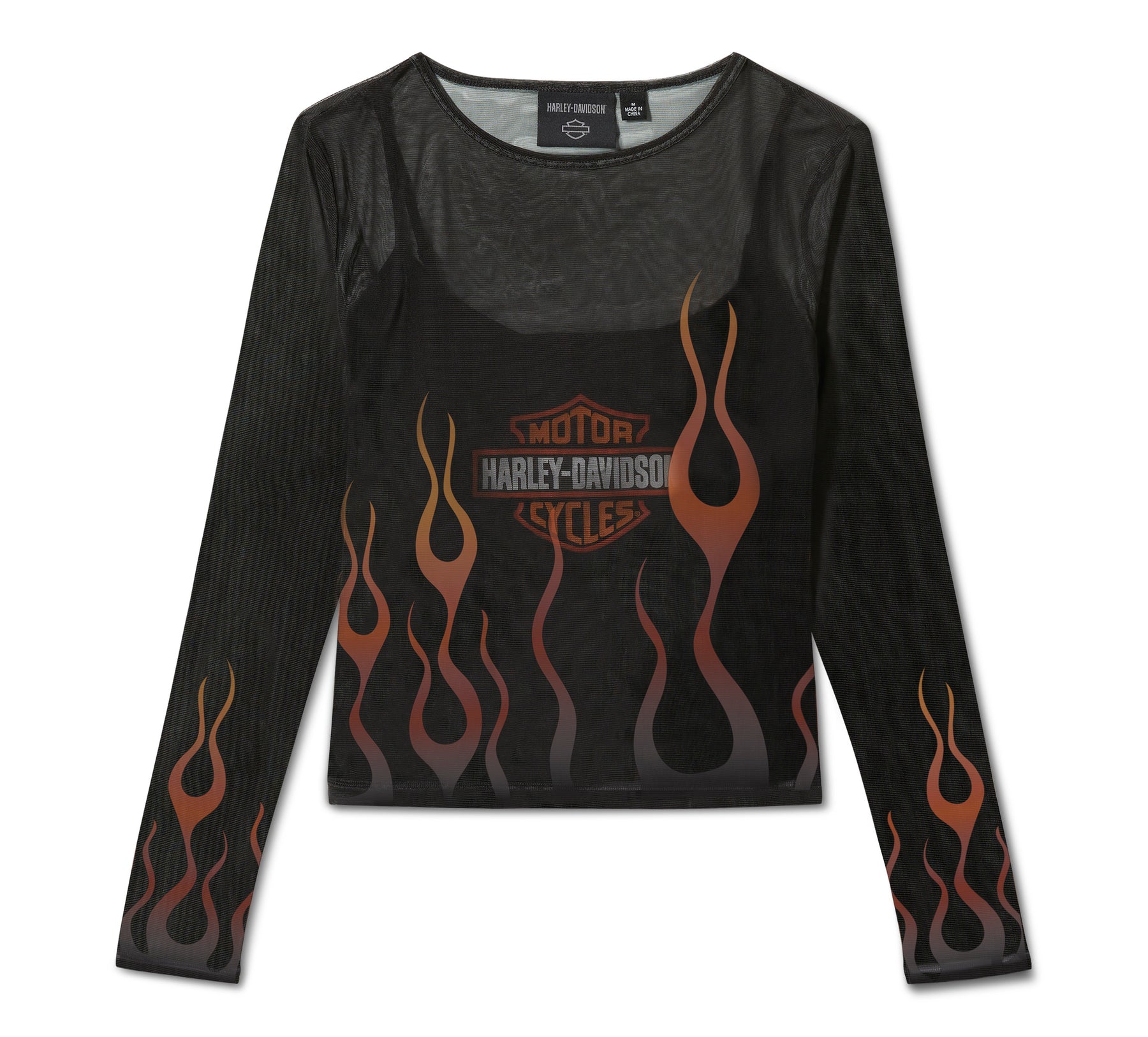 Harley-Davidson Women's Flames For Days Mesh Top - Harley Black