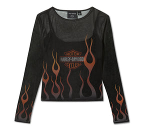 Harley-Davidson Women's Flames For Days Mesh Top - Harley Black