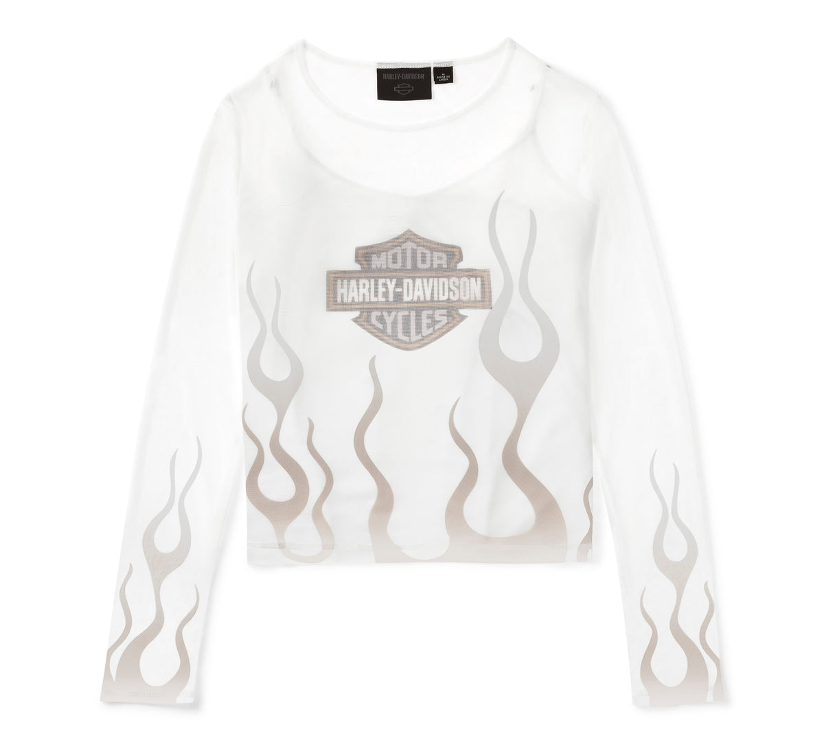 Harley-Davidson Women's Flames For Days Mesh Top - Cloud Dancer