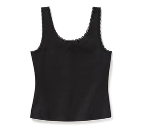 Harley-Davidson Women's Vintage Flames Bling Lace Trim Tank - Harley Black