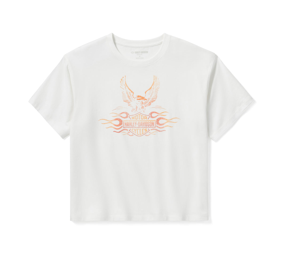 Harley-Davidson Women's Flaming Eagle Boxy Tee - CLOUD DANCER
