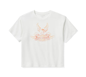 Harley-Davidson Women's Flaming Eagle Boxy Tee - CLOUD DANCER