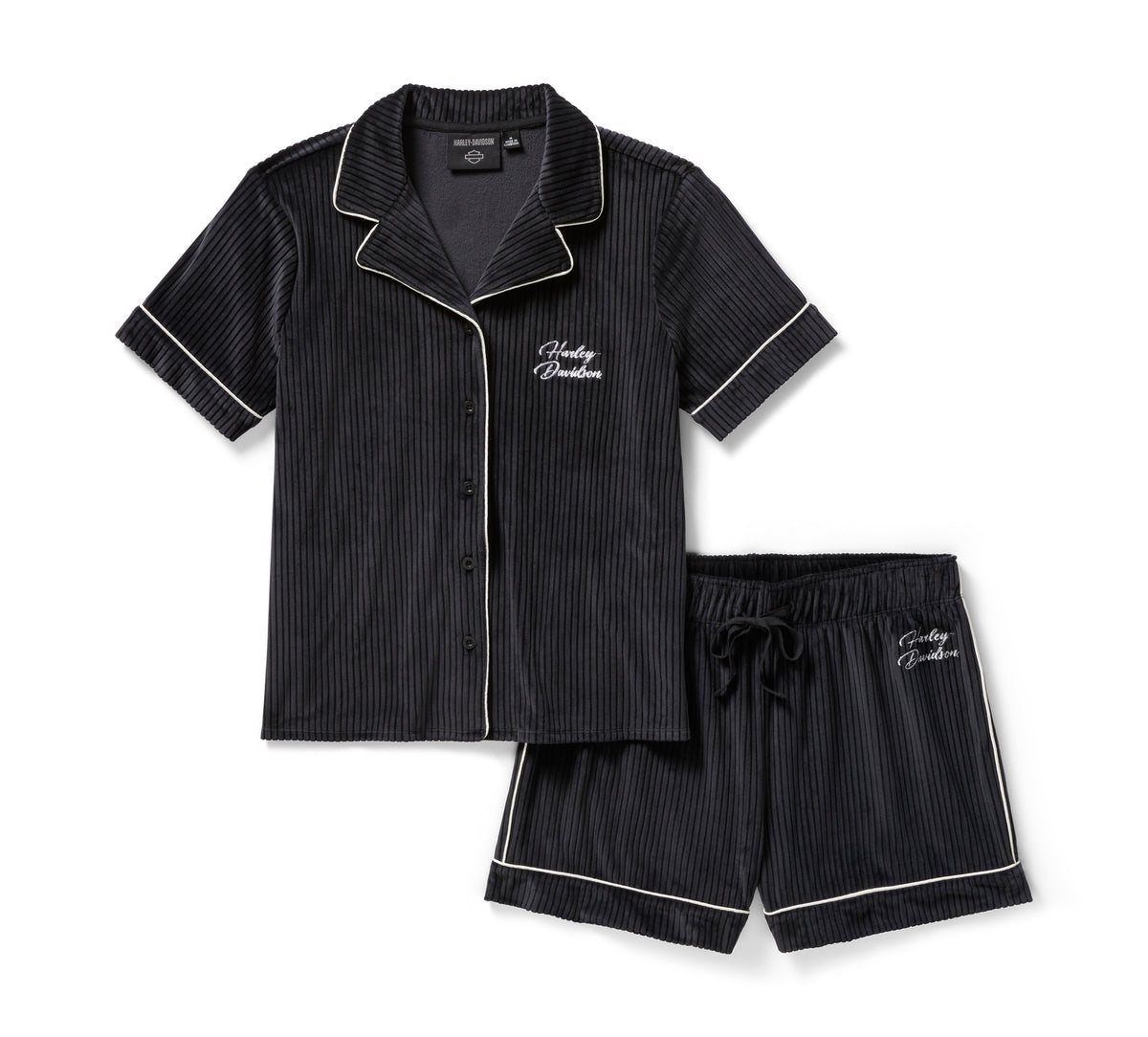 Harley-Davidson Women's Velour Pajama Short Set - HARLEY BLACK