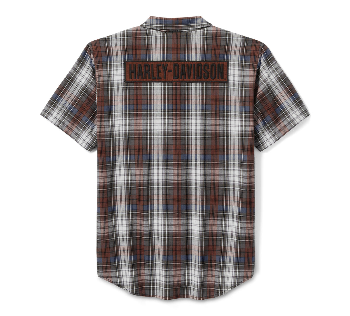 Harley-Davidson Men's Block Font Yarn Dyed Plaid Shirt - Plaid - Cloud Dancer & Mood Indigo