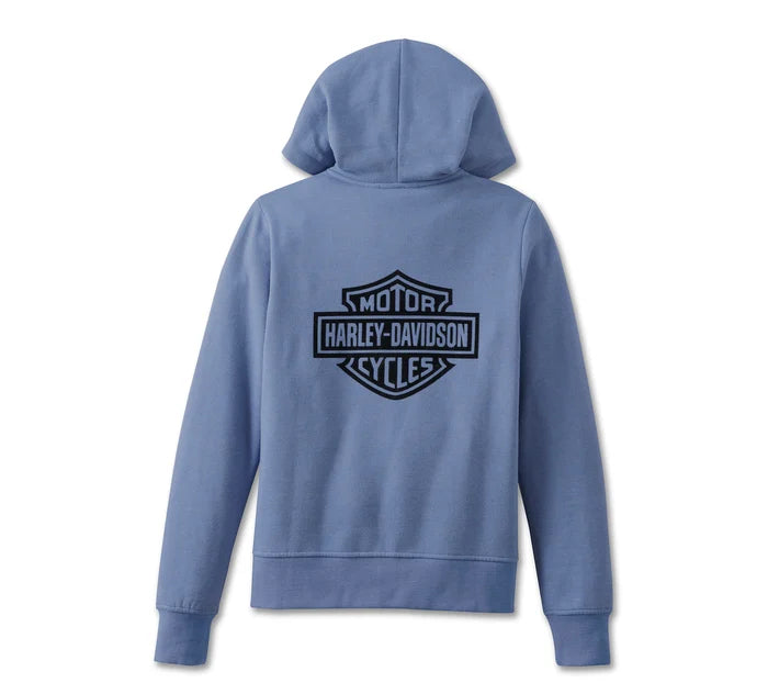 Harley-Davidson Women's Special Bar and Shield Zip Front Hoodie - Colony Blue