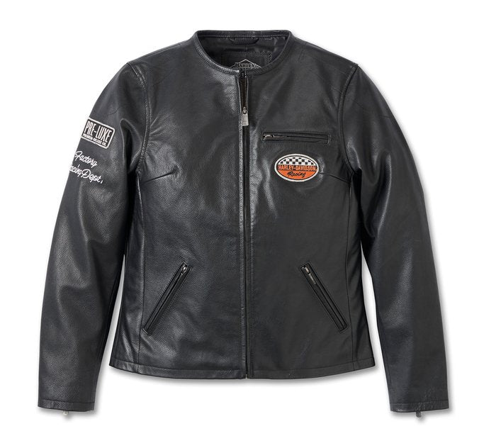 Vintage HARLEY DAVIDSON FXRG Womens Black Leather Motorcycle Biker Jacket,  Size: Small 