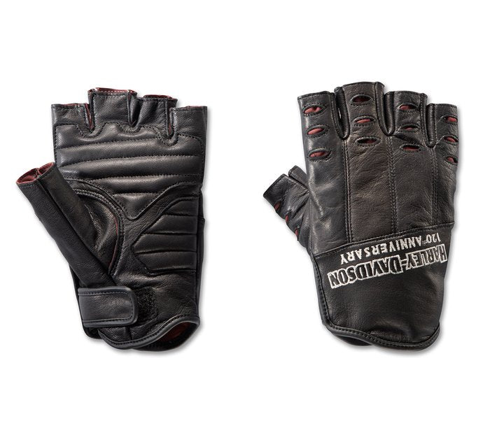 Harley-Davidson Men's 120th Anniversary True North Leather Fingerless Gloves