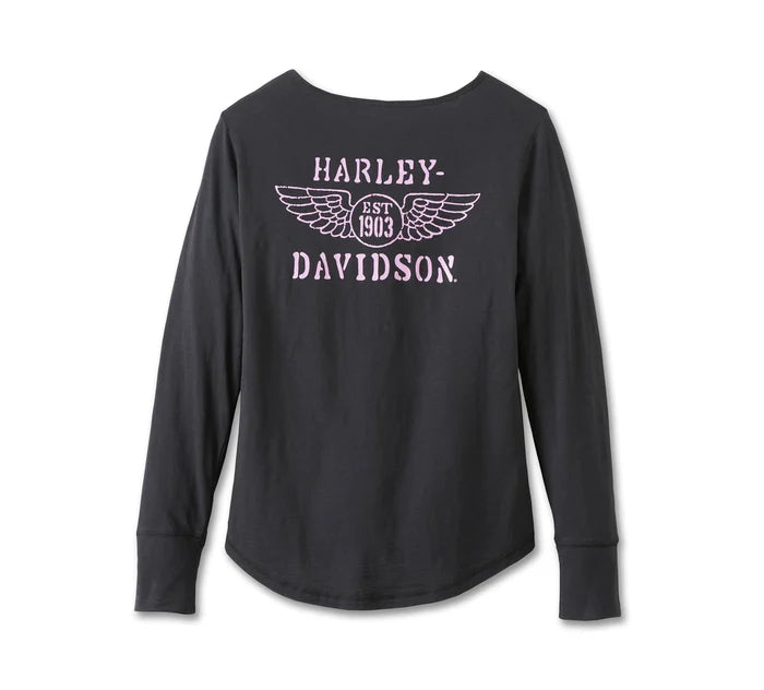 Harley-Davidson Women's Hero Long Sleeve Knit Top - Black Beauty