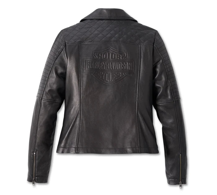 Harley Davidson Women's Classic Biker Debossed Leather Jacket