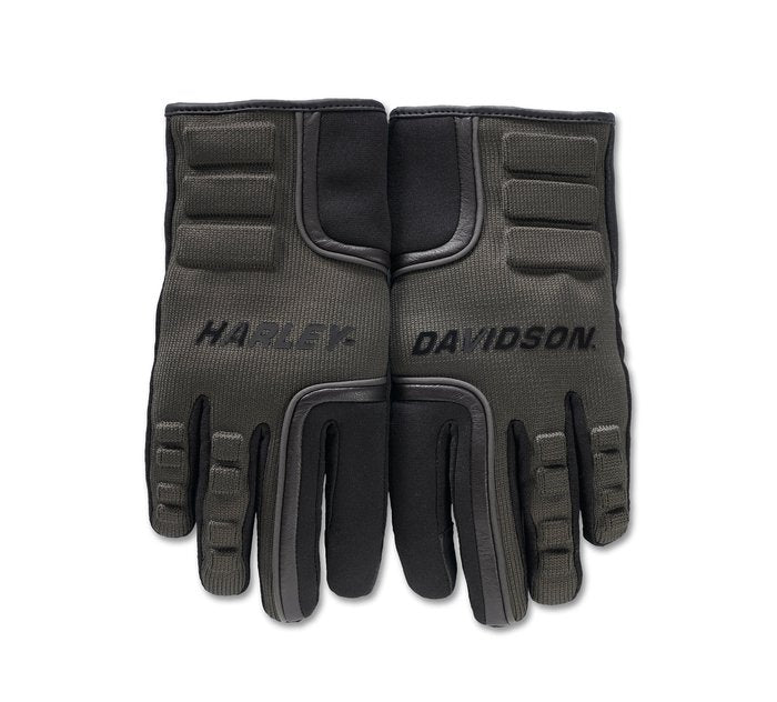 Harley-Davidson Women's H-D Waterproof Dyna Knit Mixed Media Gloves - Black Olive & Harley Black