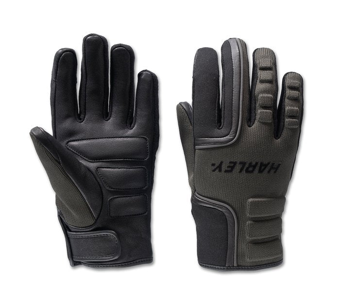 Harley-Davidson Women's H-D Waterproof Dyna Knit Mixed Media Gloves - Black Olive & Harley Black