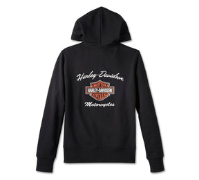 Harley-Davidson  Women's Special Bar & Shield Zip Front Hoodie - Black Beauty CL