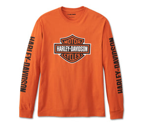 Harley-Davidson Men's Bar & Shield Long Sleeve Tee - Vintage Orange