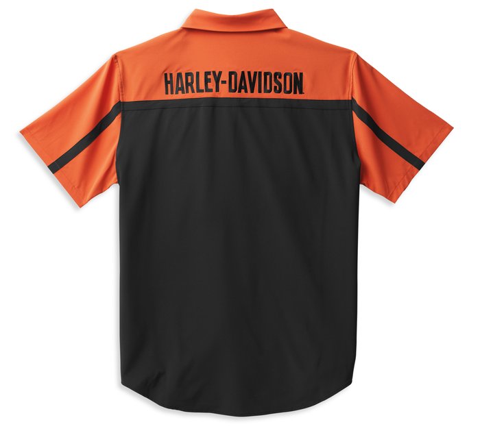 Harley-Davidson Men's Coolcore Bar & Shield Shirt - Colorblocked - Vintage Orange