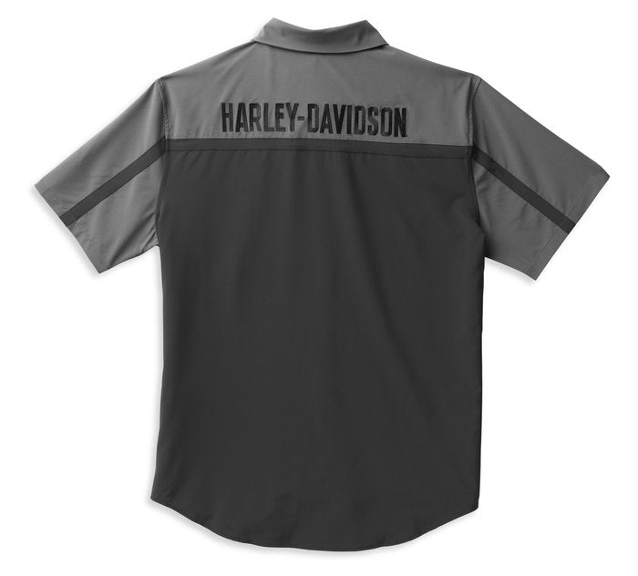 Harley-Davidson Men's Coolcore Bar & Shield Shirt - Colorblocked - Blackened Pearl