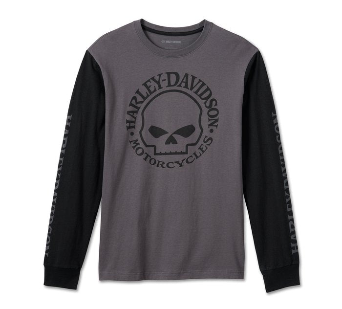 Harley-Davidson Men's Willie G Skull Long Sleeve Colorblocked Shirt